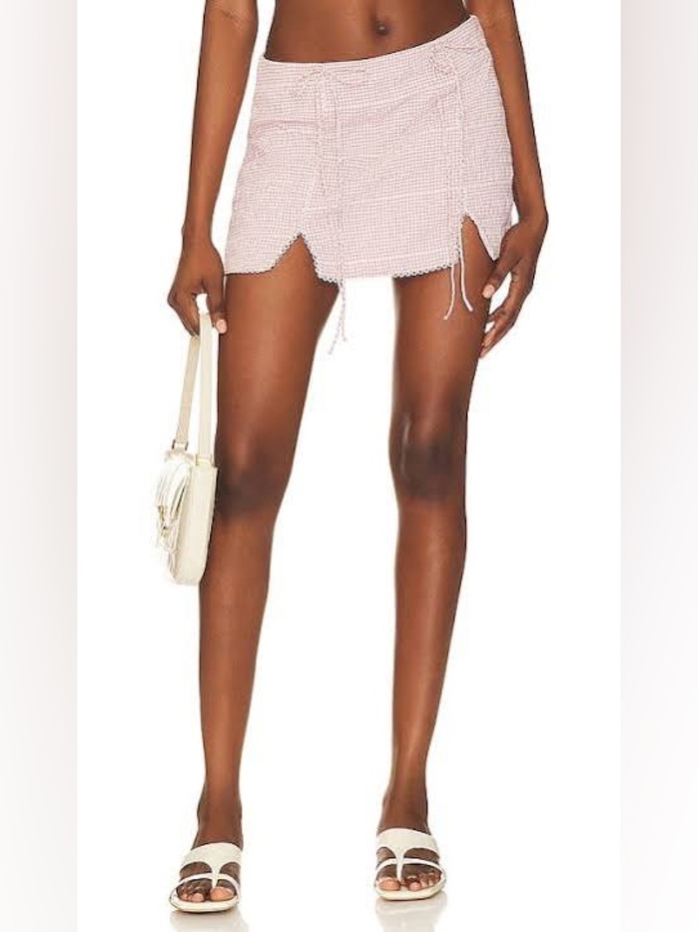 For Love & Lemons Blush Pink Textured Mini Skort